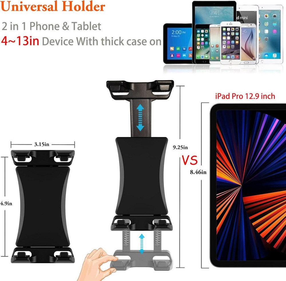 Тримач для мікрофонної стійки для iPad планшета iPhone смартфона сумісність 4″-13.5″ для журавля нотного пюпітра тарілкової стійки Київ - фото 6