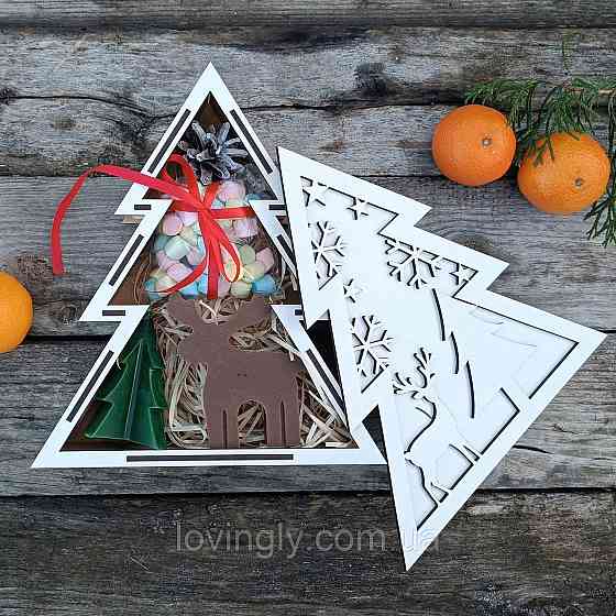 Подарунковий новорічний набір у святковій коробці "Ялинка" Ірпінь