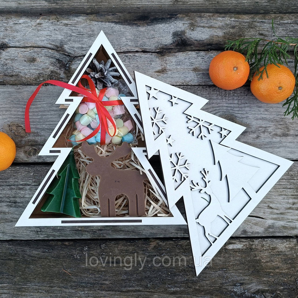 Подарунковий новорічний набір у святковій коробці "Ялинка" Ірпінь - фото 1