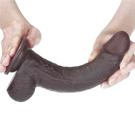 Фалоімітатор - Sliding-Skin Dual Layer Dong 9" Black Sex Aura Київ