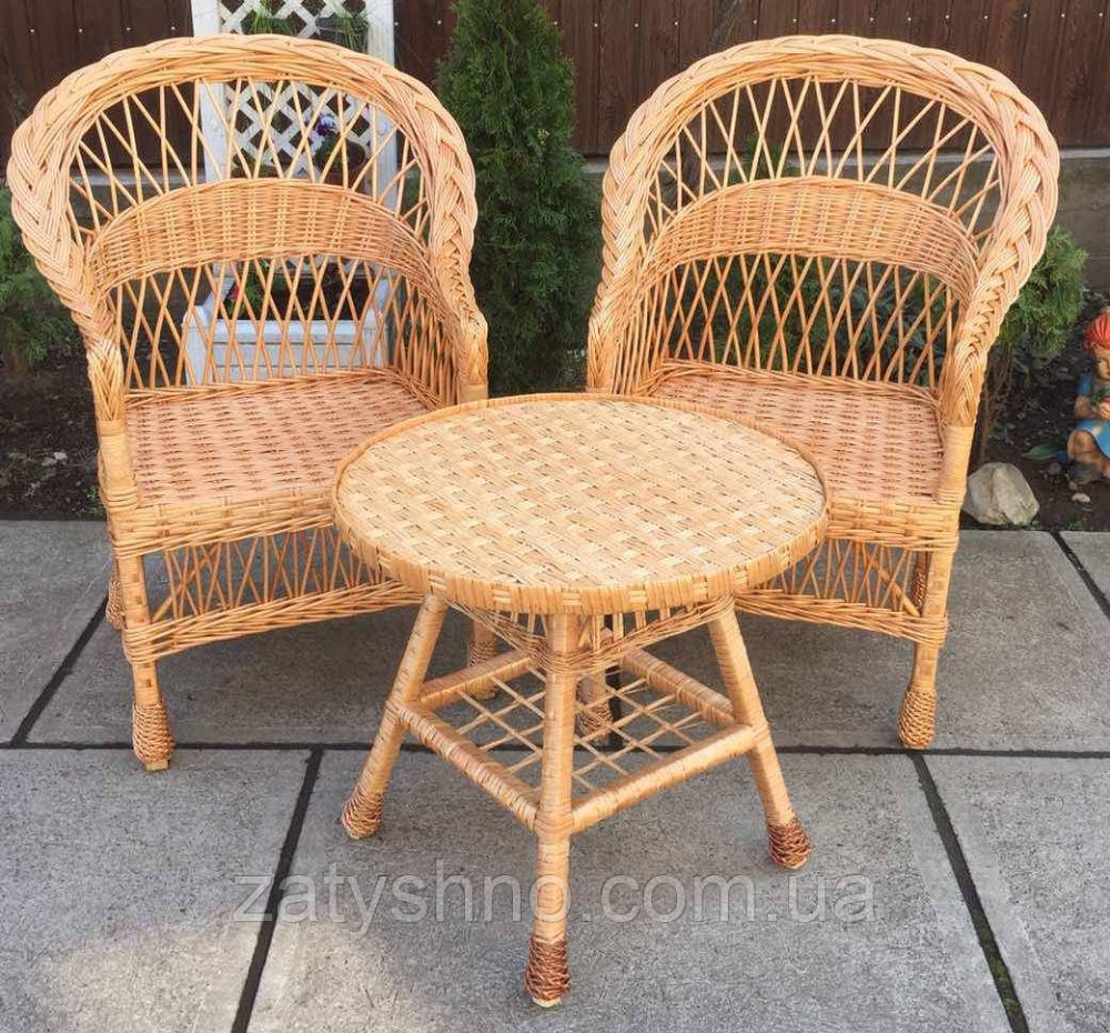 Мебель плетеная с журнальным столом| мебель из лозы с круглым столом | мебель  натуральная балконная Киев - изображение 1