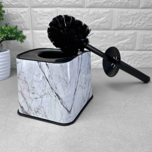 Йоржик для унітазу з підставкою з малюнком білий мармур ELIF Житомир - изображение 3