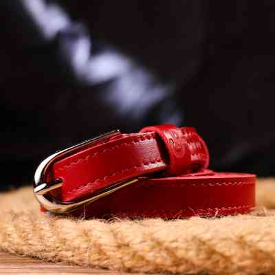 Ремень Grande Pelle Узкий женский из натуральной кожи Красный (21440) Винница