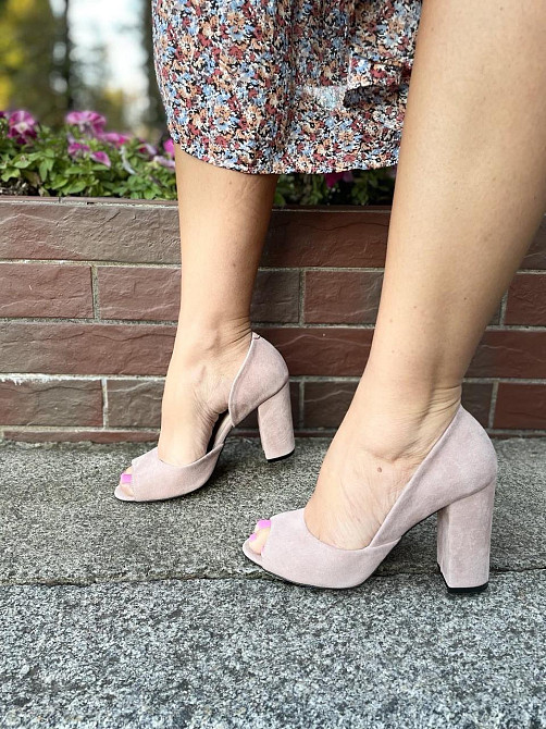 Туфлі жіночі SEE SEVEN пудра натуральна замша каблук 10 см (3535) Коломия - фото 9