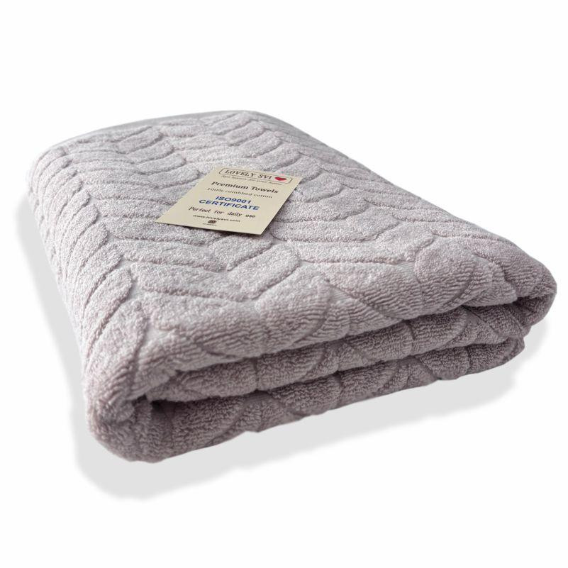 Рушник банний Lovely Svi  бавовна жаккардове для ванної, готелів, СПА - 70 х 140 см Milano  бежево - сірий Київ - фото 1