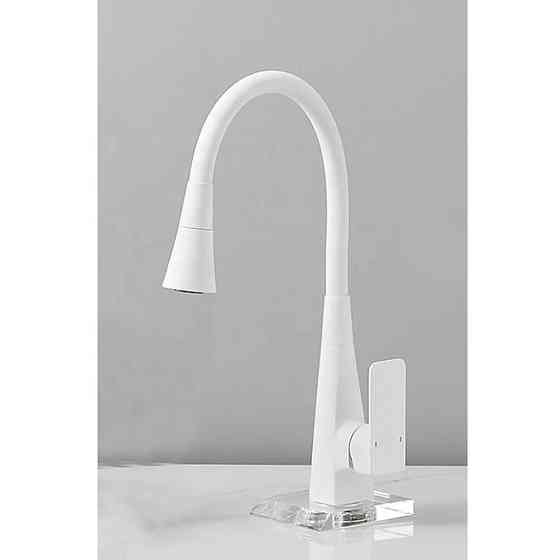 Смеситель для кухни Mixxus Etna 014-T (NUT) White Refl.White латунный (Белый+силиконовый излив белый) (MI8424) Черновцы