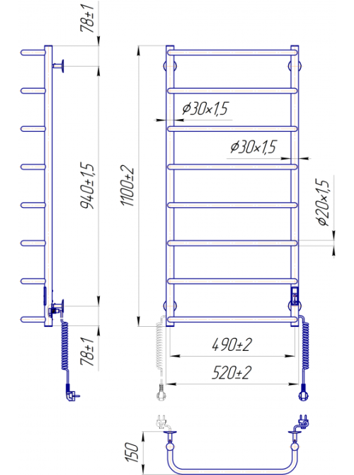 Электрический полотенцесушитель Mario Стандарт HP -I 1090x530 TR таймер-регулятор Киев - изображение 8