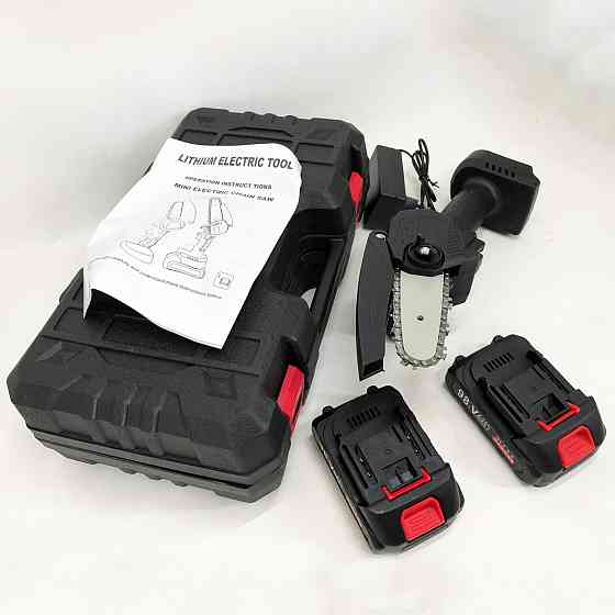 Электропила на аккумуляторе для сада цепная 10 см, Аккумуляторная цепная пила с подачей смазки CV-74 Львов