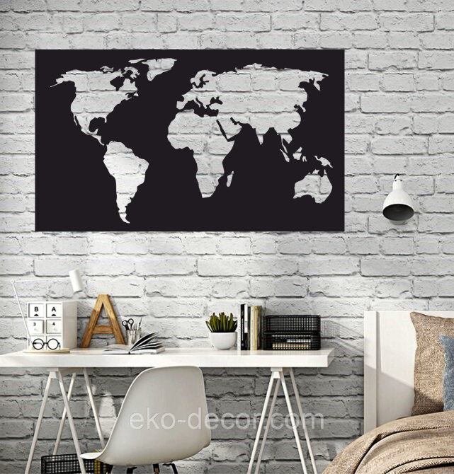 Декоративное настенное Панно «Карта», Декор на стену 70*41 см, Черный Киев - изображение 2