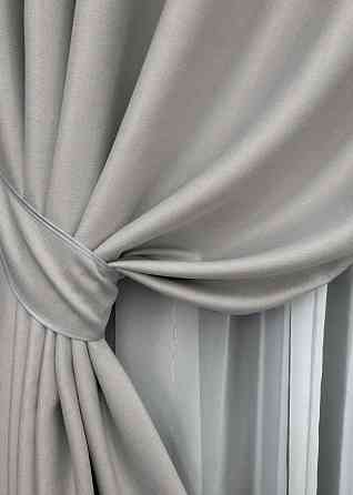 Комплект штор на люверсах VR-Textil Шеніл однотонний № 1690ш Попелястий 150х250 см 2 шт (37-0242) Київ