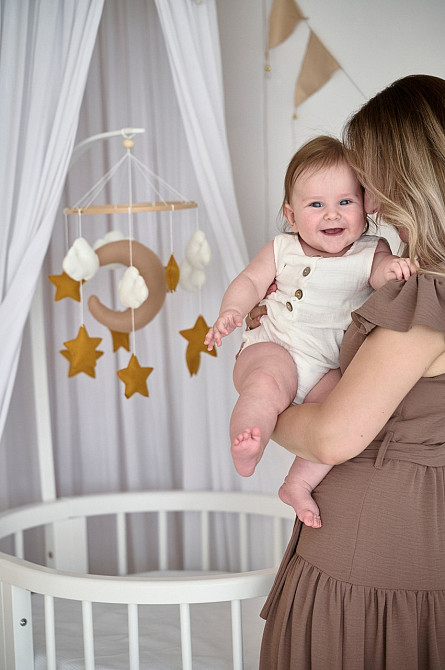 Дитячий музичний мобіль на ліжечко для немовлят WooolyWool «Зоряна ніч» з 35 мелодіями Київ - фото 2