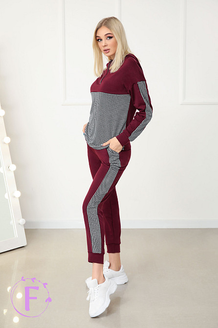 Повсякденний жіночий костюм із трикотажу "Flex" оптом | Норма і батал | Розпродаж моделі Марсала, 42-44 Київ - фото 4