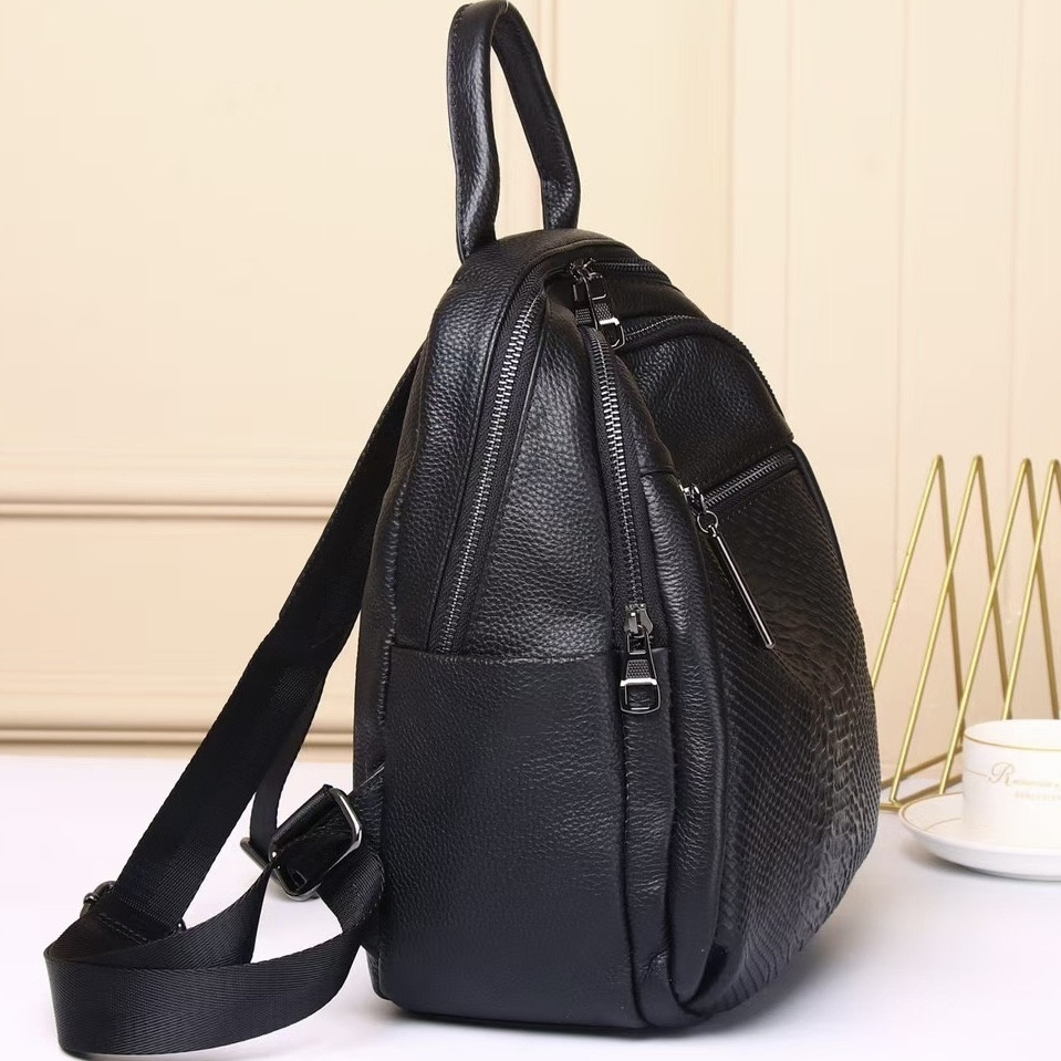 Рюкзак женский из натуральной кожи. Черный рюкзак городской кожаный TidinBag Киев - изображение 4