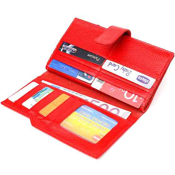 Вертикальный женский кошелек из натуральной кожи CANPELLINI 21640 Красный Киев