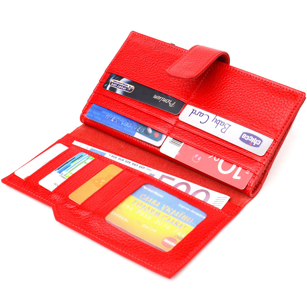 Вертикальный женский кошелек из натуральной кожи CANPELLINI 21640 Красный Киев - изображение 6