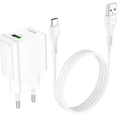 Зарядное устройство HOCO C98A Proton USB QC3.0 + cable USB to USB-C White (6931474766878) Винница