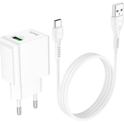 Зарядное устройство HOCO C98A Proton USB QC3.0 + cable USB to USB-C White (6931474766878) Винница - изображение 6