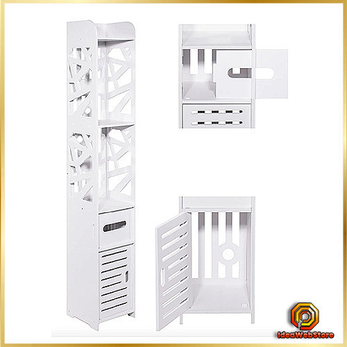 Підлогова шафа пенал Leobert Cubic 120 см для ванної кімнати вузька меблі з полицями та дверцятами Київ - фото 1