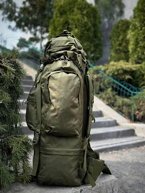 Тактичний військовий рюкзак олива 120 л, матеріал Оксфорд, каркасний, водонепроникний, міцний Львів - фото 9