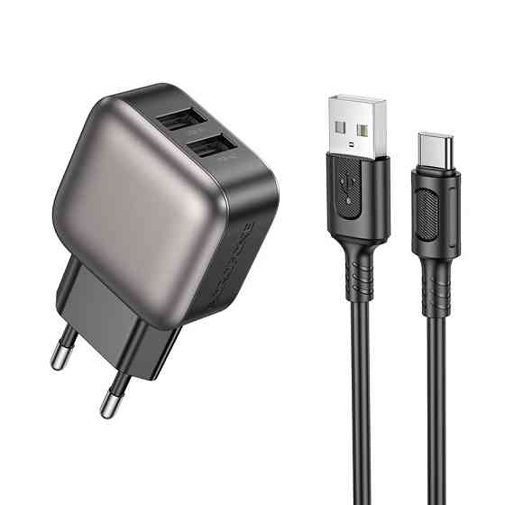 Сетевое зарядное устройство BOROFONE BAS51A Absolute dual-port charger set(Type-C) Black Киев