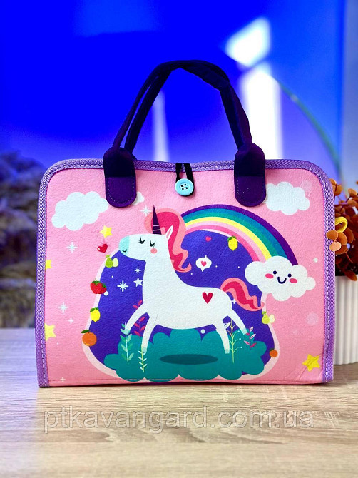 Книга-папка фетрова розвиваюча навчальна "Єдиноріг" 25029 рожевий Хмельницький - фото 2