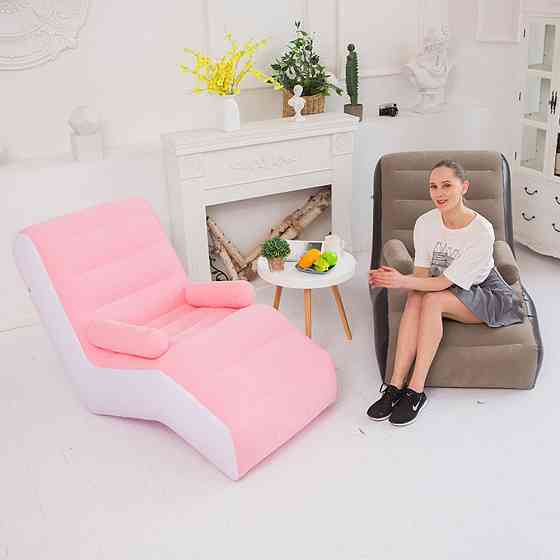 Надувний S-подібний лінивий диван 140х85х80 см,до 100кг,Рожевий SBR Київ