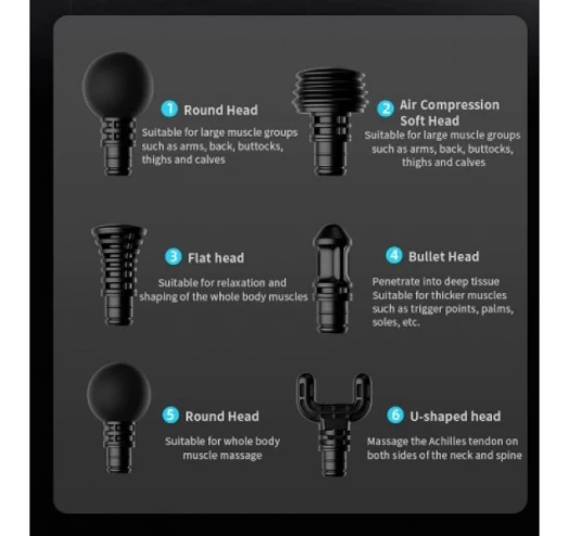 Перкусійний масажний пістолет Booster M2-D (6 насадок) 30 швидкостей Вінниця - фото 5