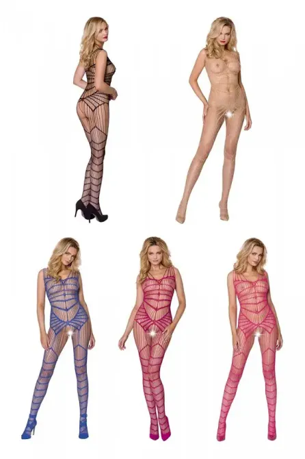 Тілесний ажурний бодістокінг зі складним вертикальним плетінням Casmir CA004 Львів - фото 9