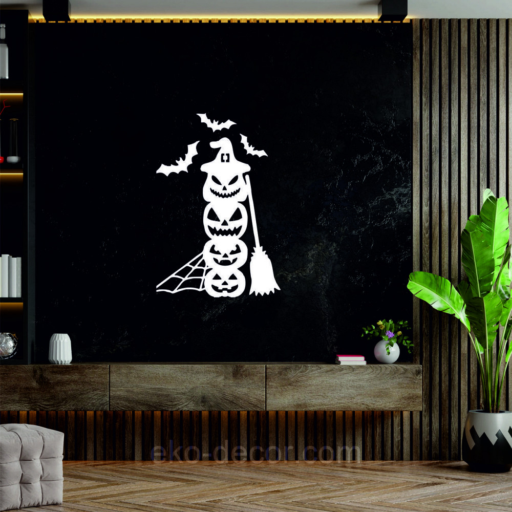 Декоративное настенное Панно «Хэллоуин - тыквы», Декор на стену 70*47 см, Белый Киев - изображение 9