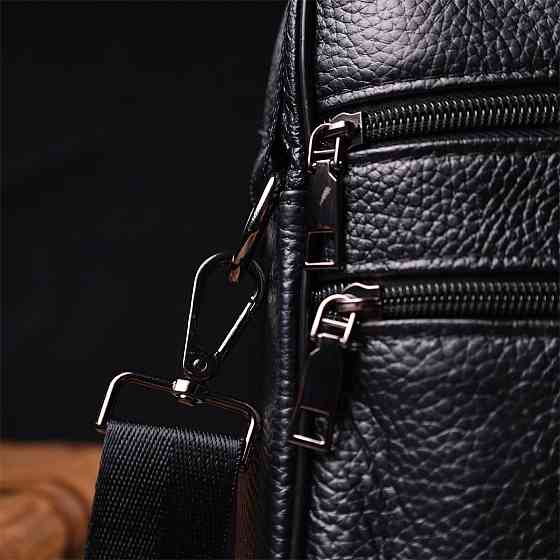 Интересная вертикальная мужская сумка из натуральной кожи Vintage 21953 Черная Киев