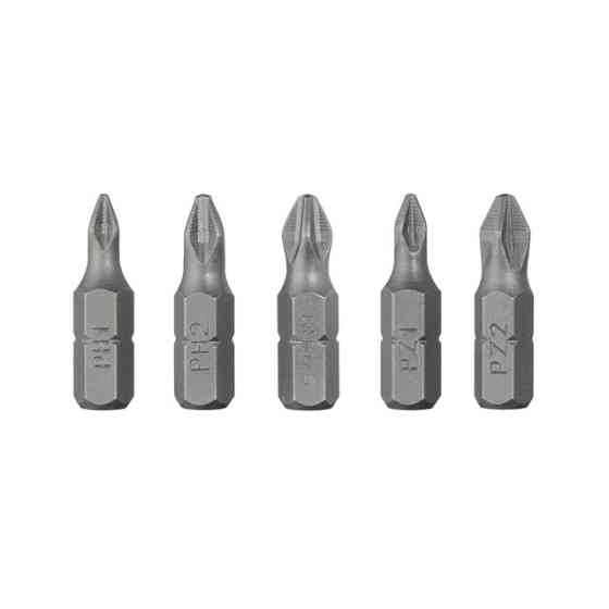 Набір викруткових насадок, PH1, PH2, PZ1, PZ2, 1/4"×25 мм, ACR, S2, 5 од., STORM Львів