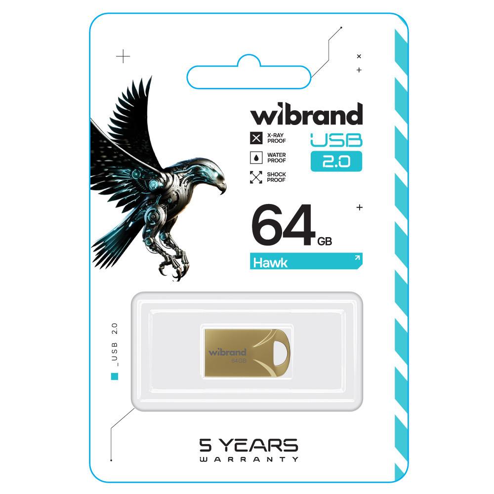 Флешка flash Wibrand USB 2.0 Hawk 64Gb Gold WI2.0/HA64M1G Одесса - изображение 2