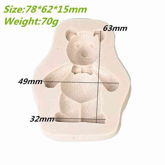 Молд силиконовый Мишка 78 на 62 мм серый Киев