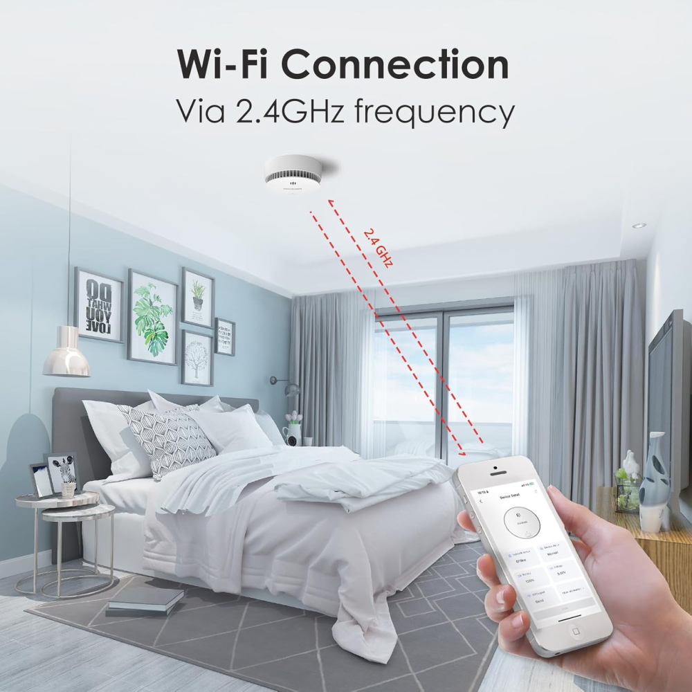 Димова сигналізація Wisualarm для дому, WiFi зі змінним акумулятором, димові сигналізації, сумісні з додатком Wisualarm Київ - фото 2