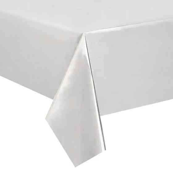 Скатерть клеенка из тонкой фольги 274 на 137 см серебристый Киев