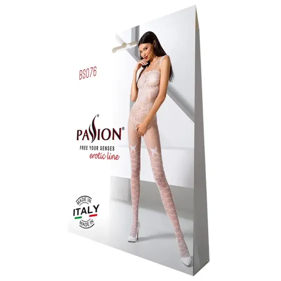 Ажурний бодістокінг з інтимними вирізами Passion BS076 white Львов