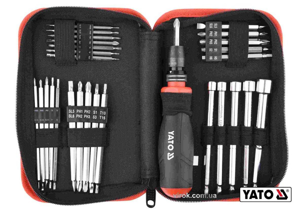 Викрутка реверсивна з набором біт YATO : HEX-1/4