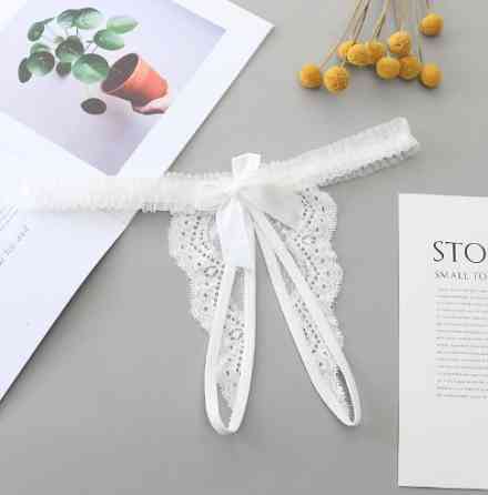 Еротичні білі трусики жіночі з розрізом - розмір універсальний, (на резинці, тянуться) Київ