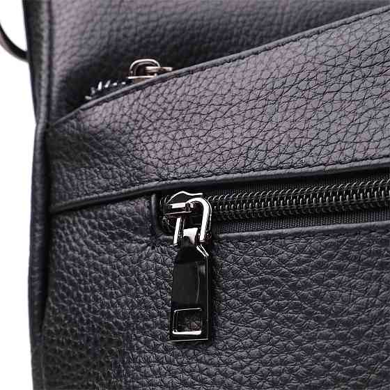 Практичная женская сумка с двумя ремешками из натуральной кожи Vintage 23053 Черный Киев