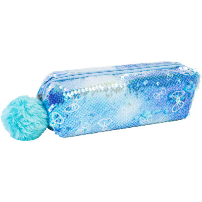 Пенал Cool For School з паєтками та помпоном 1 відділення блакитний (CF87078) Вінниця - фото 1