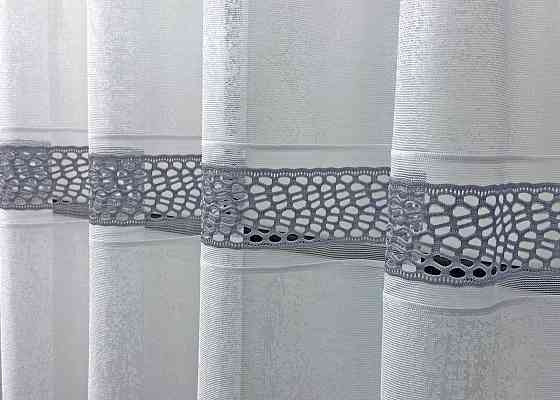 Короткий тюль VR-Textil 1938т Жаккард Белый с серым 300х200 см (42-0914) Киев