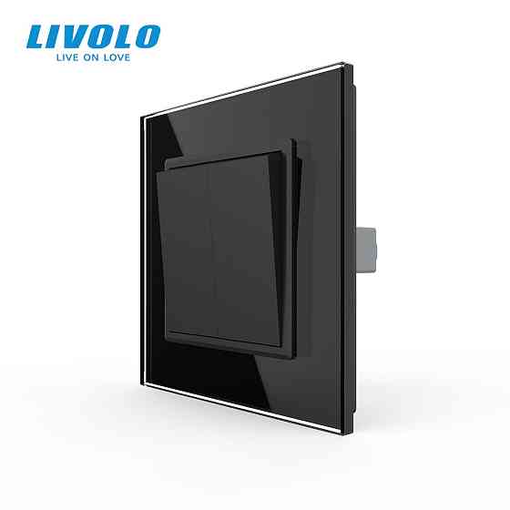 LIVOLO Вимикач універсальний 2-клавішний Livolo чорний скло 250В 10А (VL-C7FCMKS-1BP) Коломыя