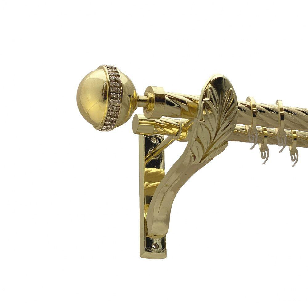 Карниз Orvit Авея металевий дворядний ретро скручена труба кільце фасонне металеве  Золото 25\19 мм 160 см (00-00010935) Львів - фото 1