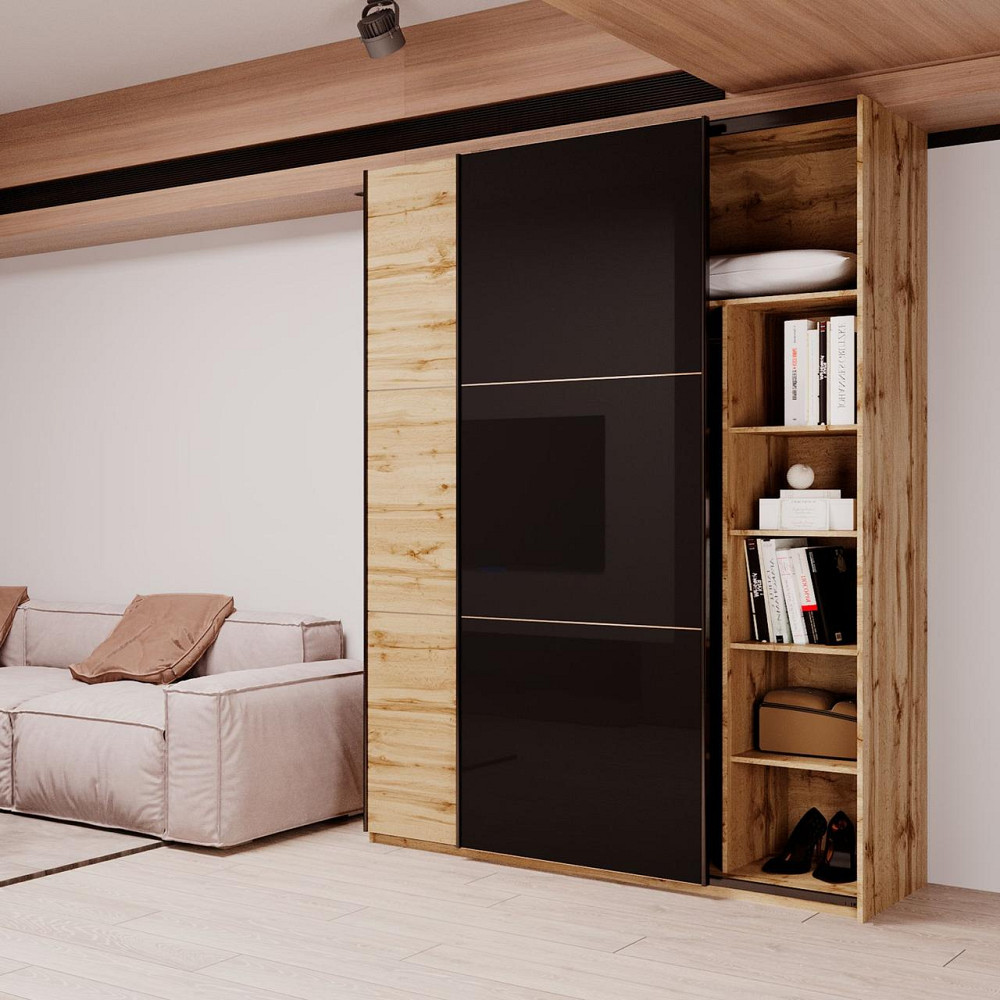 Шафа купе Doros G-Caiser Дуб Евок 1 ДСП / 1 Скло / 3 частини 180х60х240 (DRS-011577) Дніпро - фото 4