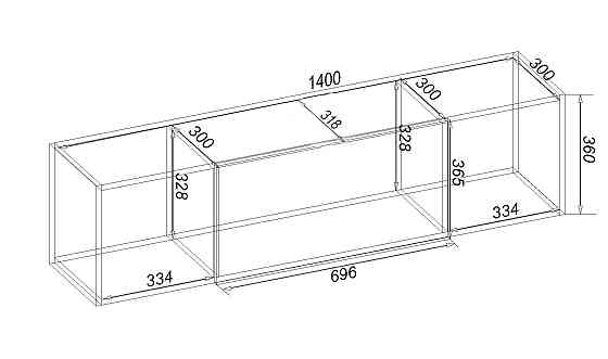 Полиця навісна К-14, Дуб Аппалачі, 1400/318/360 Львів