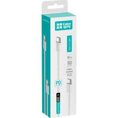 Дата кабель USB-C to USB-C 1.0m 60W 3.0А grey ColorWay (CW-CBPDCC061-GR) Винница
