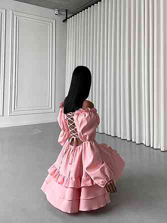 Женское стильное мини платье с воланами креп костюмка Пудра, 42/44 Одесса