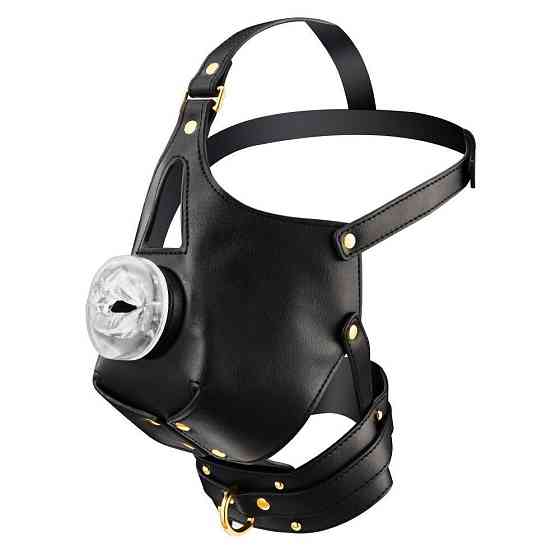 Маска-збруя для орального сексу з повідцем LOCKINK SEVANDA Blowjob Head Muzzle with Leash Sex Aura Київ