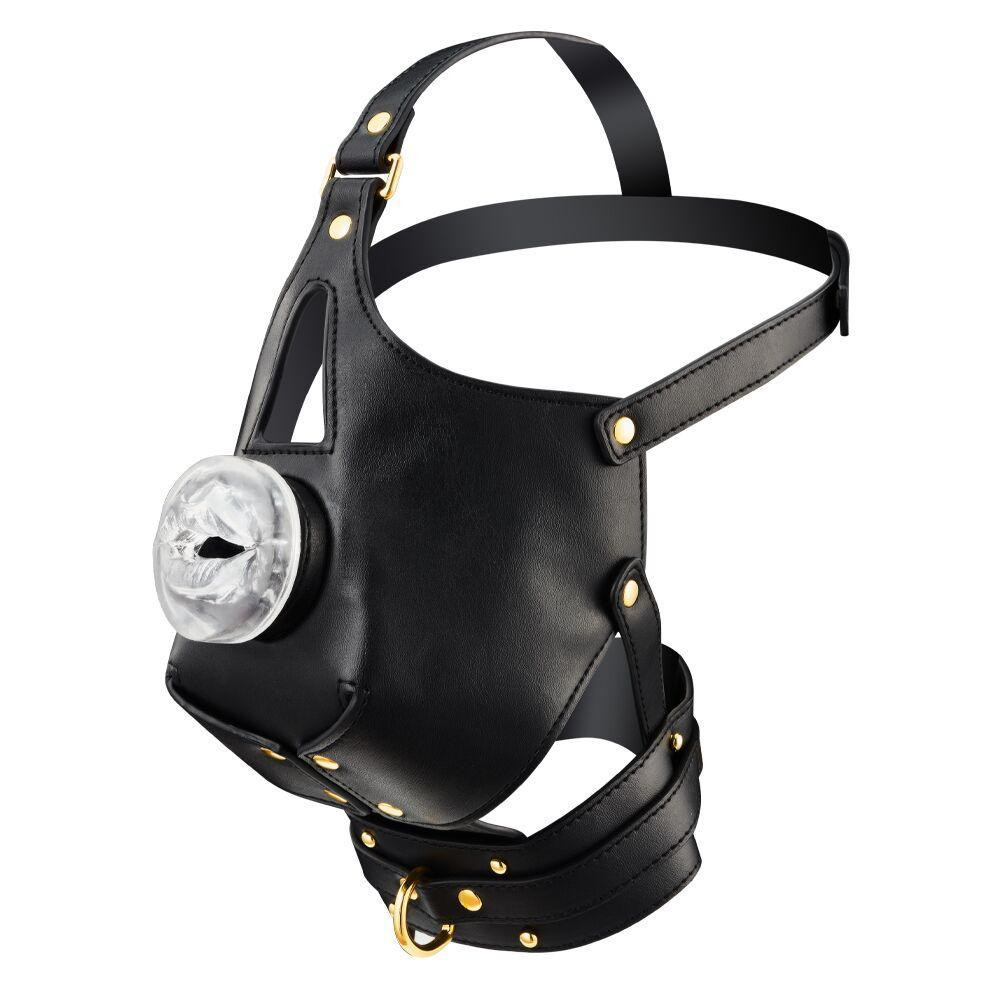 Маска-збруя для орального сексу з повідцем LOCKINK SEVANDA Blowjob Head Muzzle with Leash Sex Aura Київ - фото 2