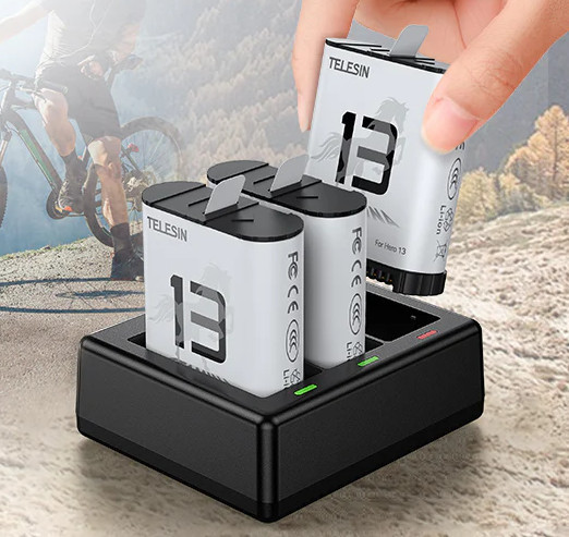 Зарядка GoPro 13 на три акумулятори Telesin S0-BCG-12-TGP Київ - фото 3